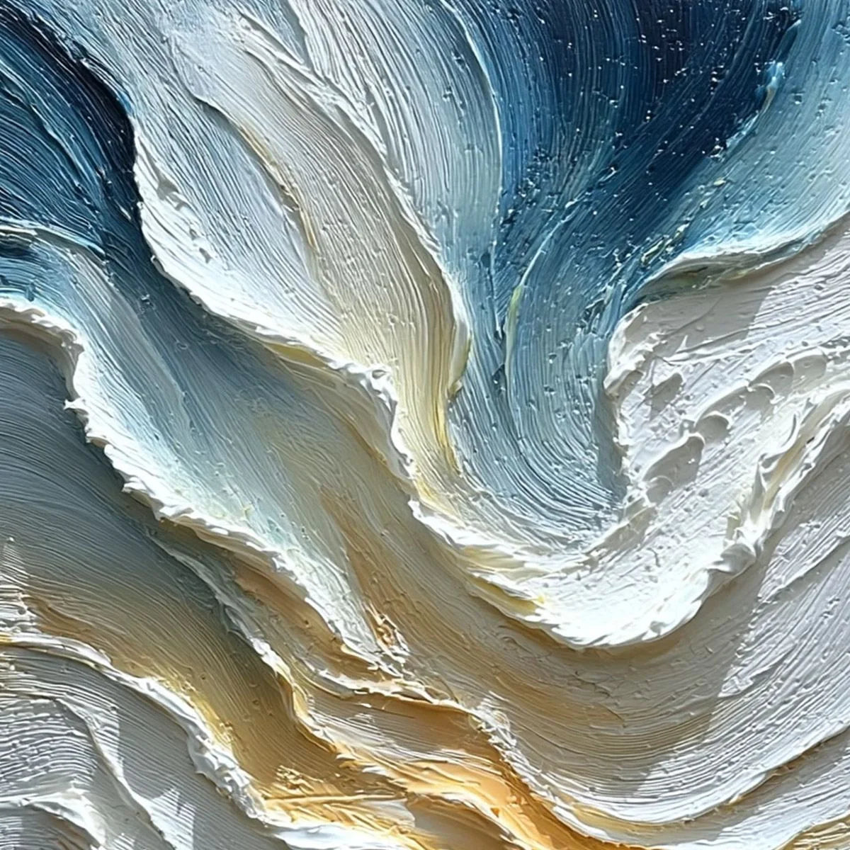 AEGEAN CREST: Textured Abstract Seascape Oil Painting | rectangular format, hand-painted canvas edge