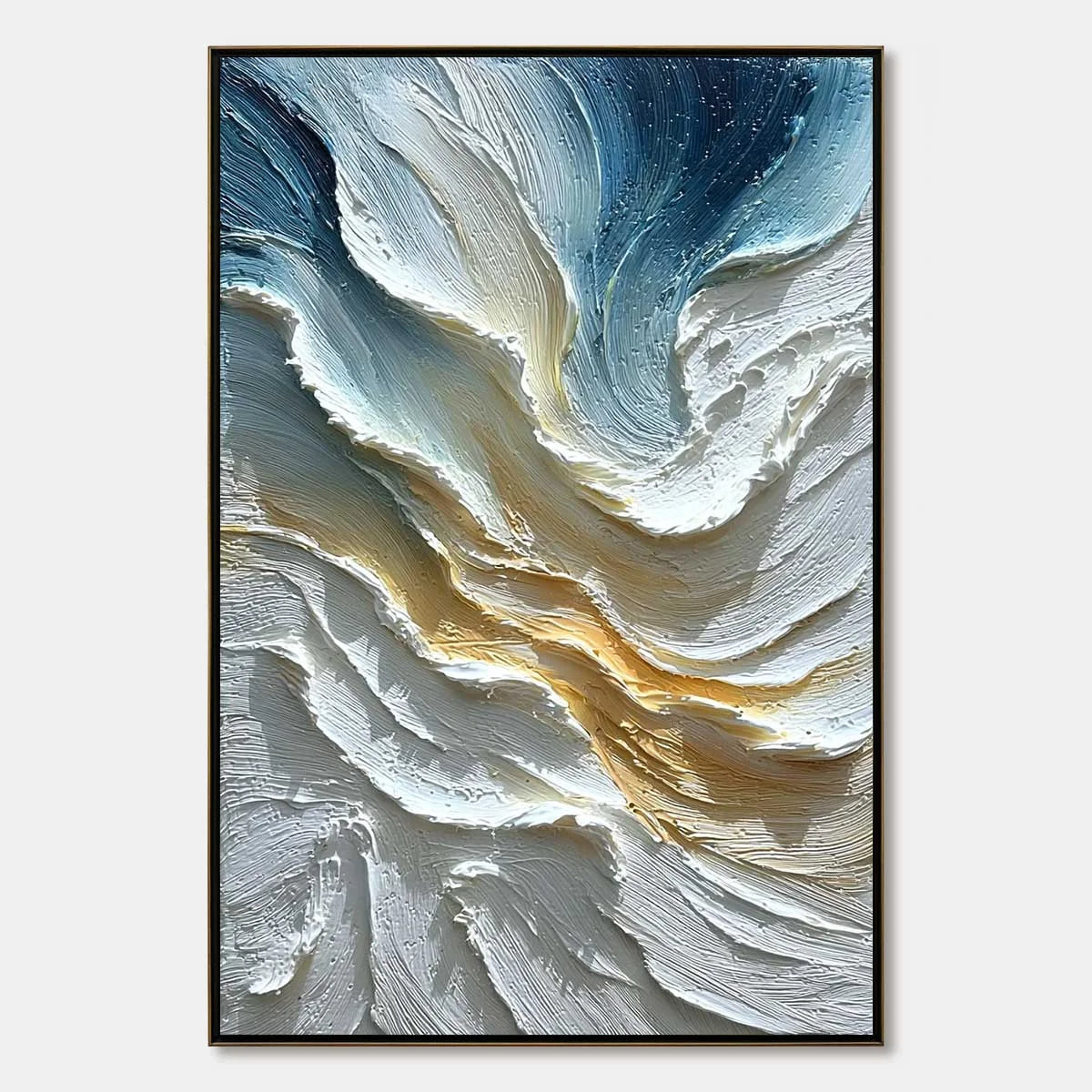 Aegean Crest blue abstract painting, hand-painted by UArtShow