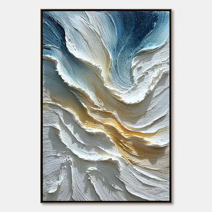 Aegean Crest blue abstract painting, hand-painted by UArtShow