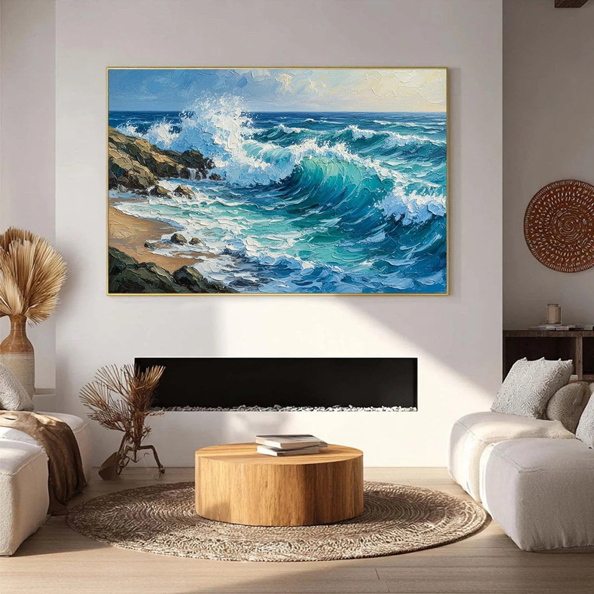 AEGEAN CREST: Textured Crashing Ocean Wave Oil Painting | textured closeup, raised brushwork detail