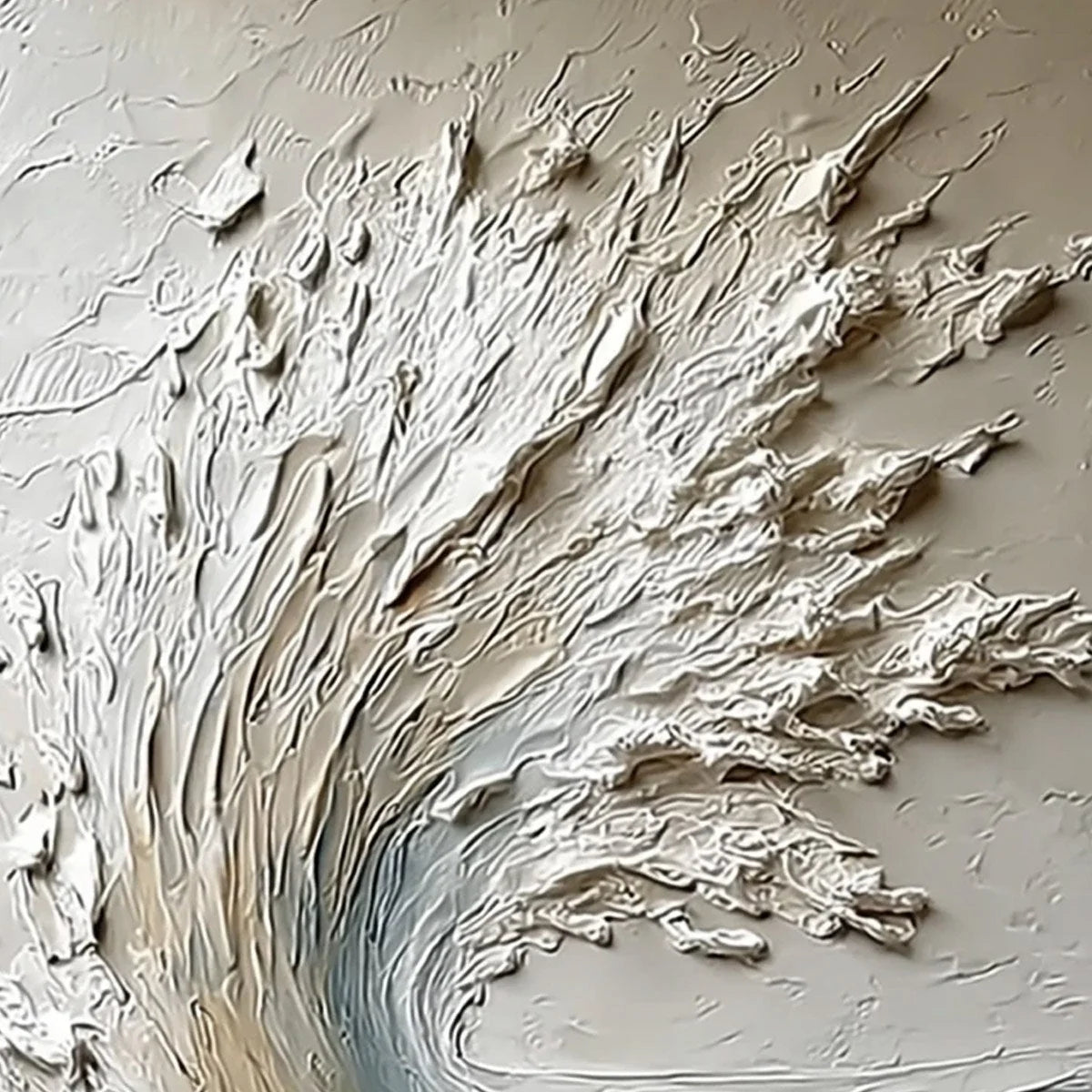 AEGEAN CREST: Vertical Textured Impasto Ocean Wave Painting | rectangular format, hand-painted canvas edge