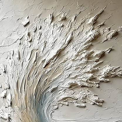 AEGEAN CREST: Vertical Textured Impasto Ocean Wave Painting | rectangular format, hand-painted canvas edge