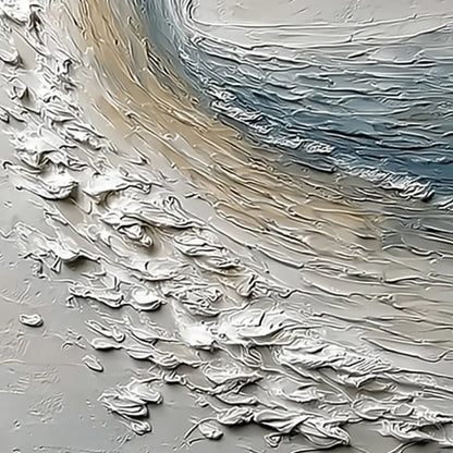 AEGEAN CREST: Vertical Textured Impasto Ocean Wave Painting | rolled canvas, ready for custom framing