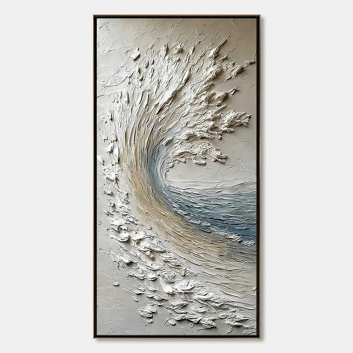 Aegean Crest blue abstract painting, hand-painted by UArtShow