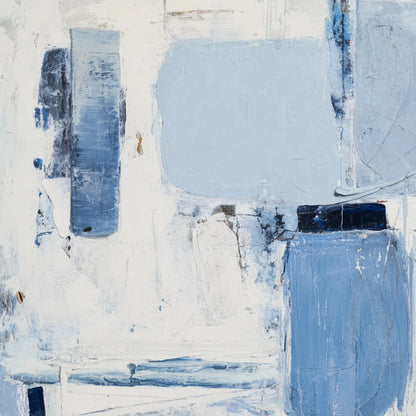 AEGEAN DECONSTRUCT: Textured Blue and White Abstract Painting | rolled canvas, ready for custom framing