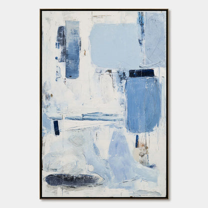 Aegean Deconstruct blue abstract painting, hand-painted by UArtShow