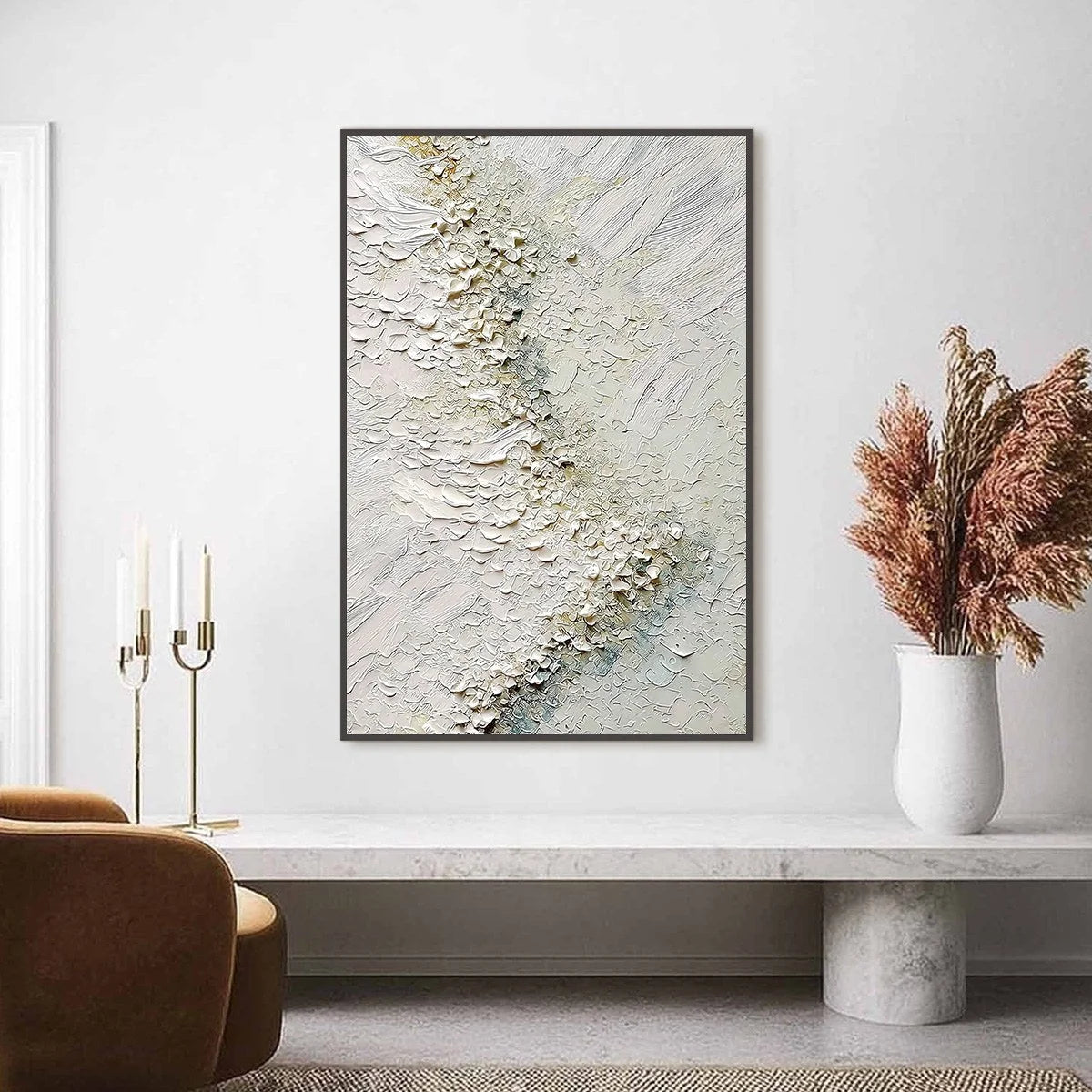 AEGEAN FOAM: Heavily Textured Wabi Sabi Abstract Painting | wabi sabi closeup, raised brushwork detail