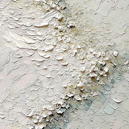 AEGEAN FOAM: Heavily Textured Wabi Sabi Abstract Painting | rectangular format, hand-painted canvas edge