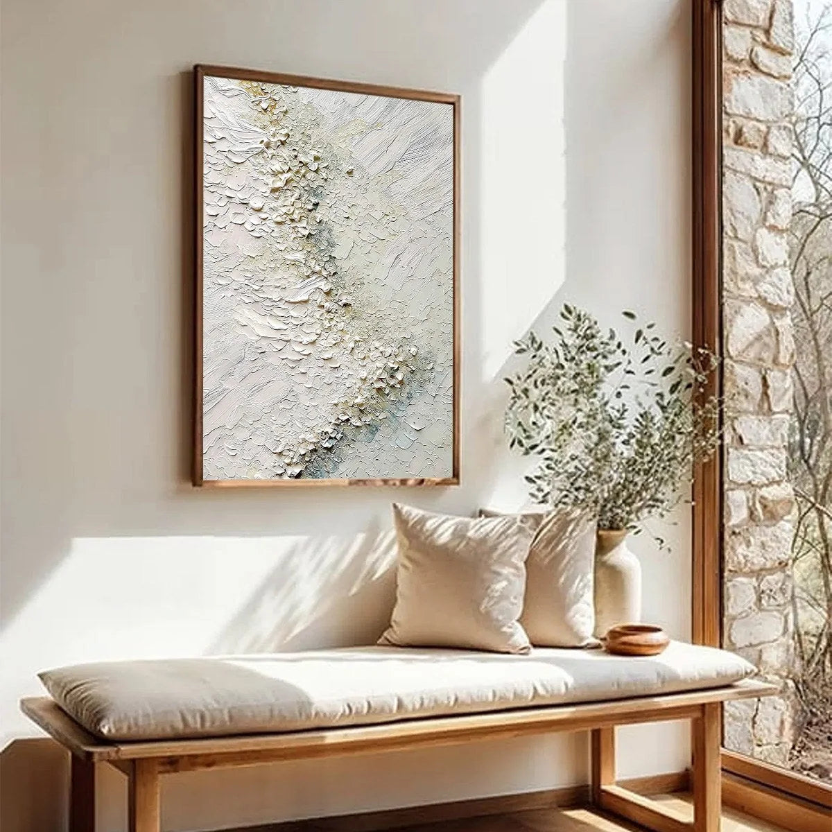 AEGEAN FOAM: Heavily Textured Wabi Sabi Abstract Painting | blue palette, original bedroom art