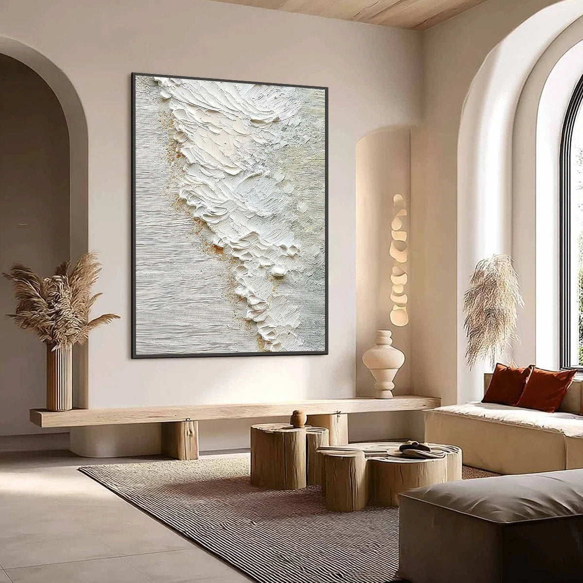 AEGEAN FOAM: Textured Wabi Sabi Abstract Ocean Art | wabi sabi mood, soft natural light studio shot