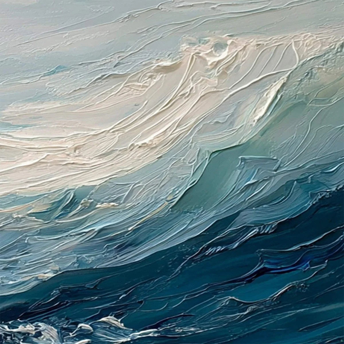 AEGEAN SURGE: Textured Abstract Ocean Wave Painting | rolled canvas, ready for custom framing