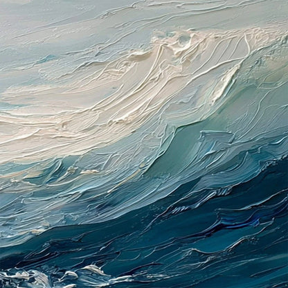 AEGEAN SURGE: Textured Abstract Ocean Wave Painting | rolled canvas, ready for custom framing