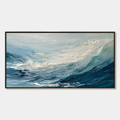 Aegean Surge blue abstract painting, hand-painted by UArtShow