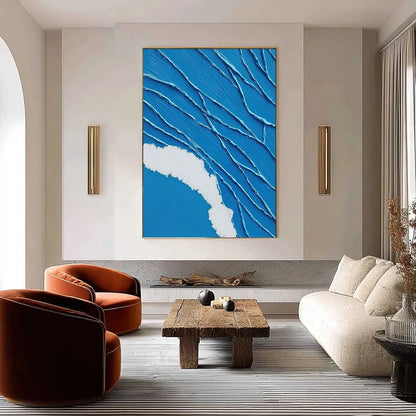 AEGEAN TIDE: Textured Impasto Abstract Seascape Painting | impasto closeup, raised brushwork detail
