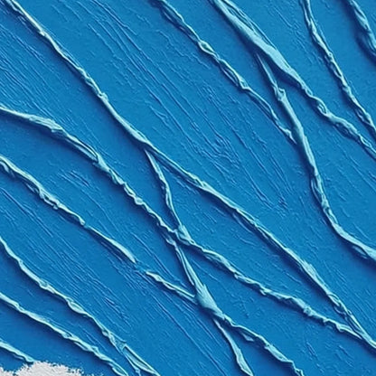 AEGEAN TIDE: Textured Impasto Abstract Seascape Painting | rectangular format, hand-painted canvas edge