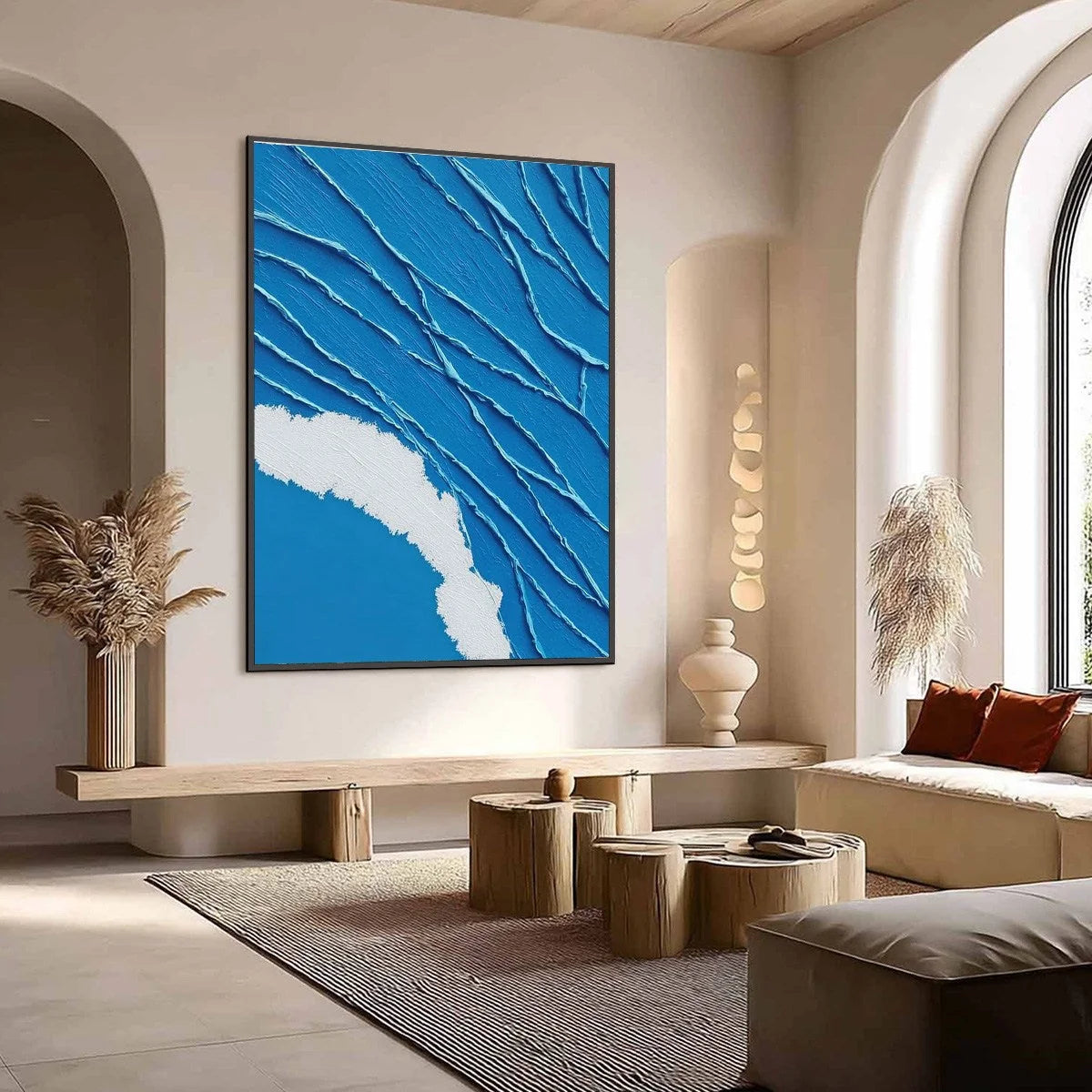 AEGEAN TIDE: Textured Impasto Abstract Seascape Painting | impasto mood, soft natural light studio shot