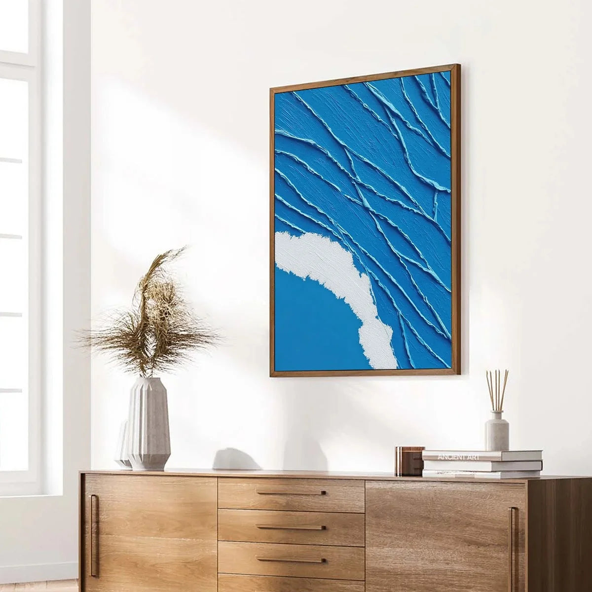 AEGEAN TIDE: Textured Impasto Abstract Seascape Painting | blue palette, original dining room art