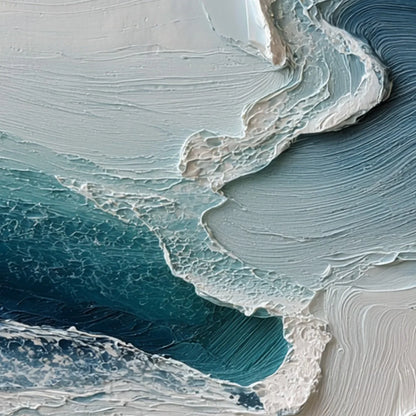 AEGEAN TIDE: Textured Wabi Sabi Abstract Seascape Painting | rolled canvas, ready for custom framing