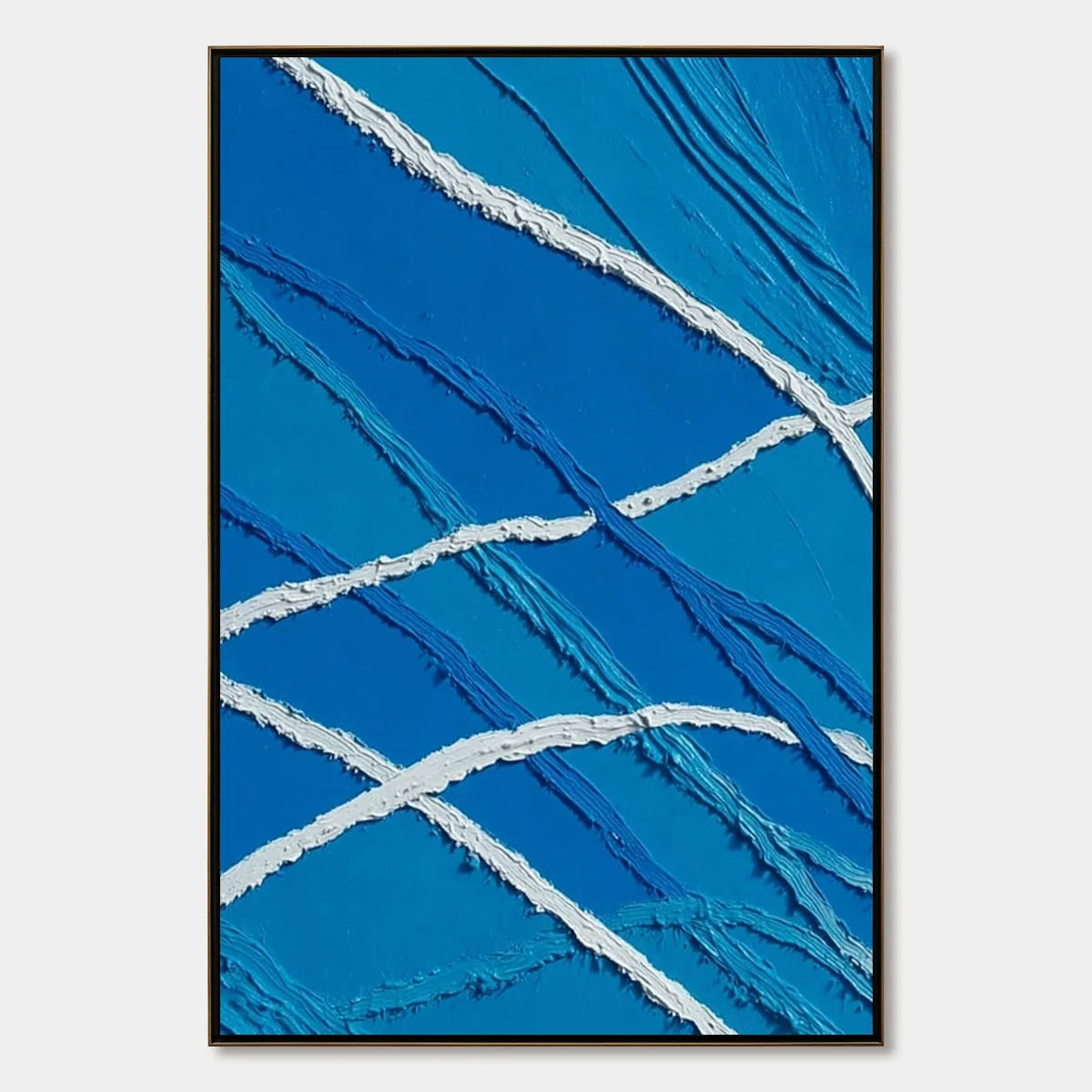 Aegean Tides blue abstract painting, hand-painted by UArtShow