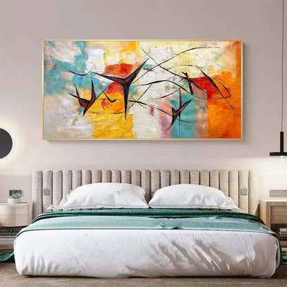 AERIAL DANCE: Abstract Colorful Oil Painting with Dynamic Lines | abstract mood, soft natural light studio shot
