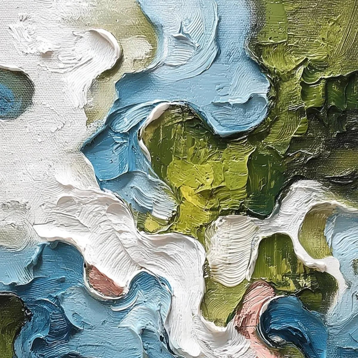 AERIALIS: Heavy Texture Abstract Landscape Oil Painting | rectangular format, hand-painted canvas edge