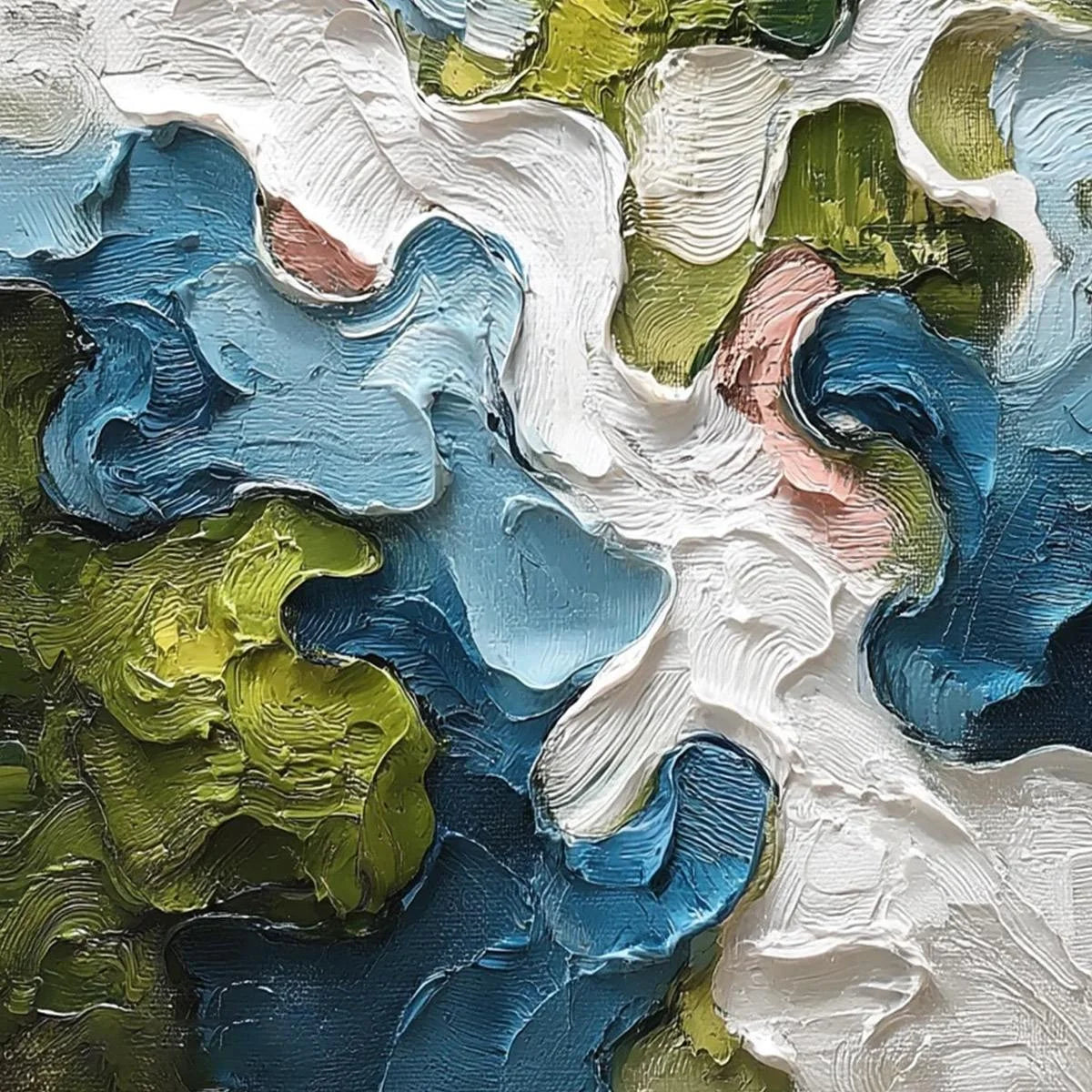 AERIALIS: Heavy Texture Abstract Landscape Oil Painting | rolled canvas, ready for custom framing