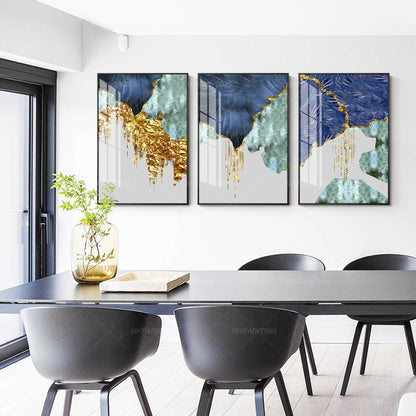 Afdrukbare muurkunst ingelijste muurkunst set van 3 afdrukken geometrische goude #12