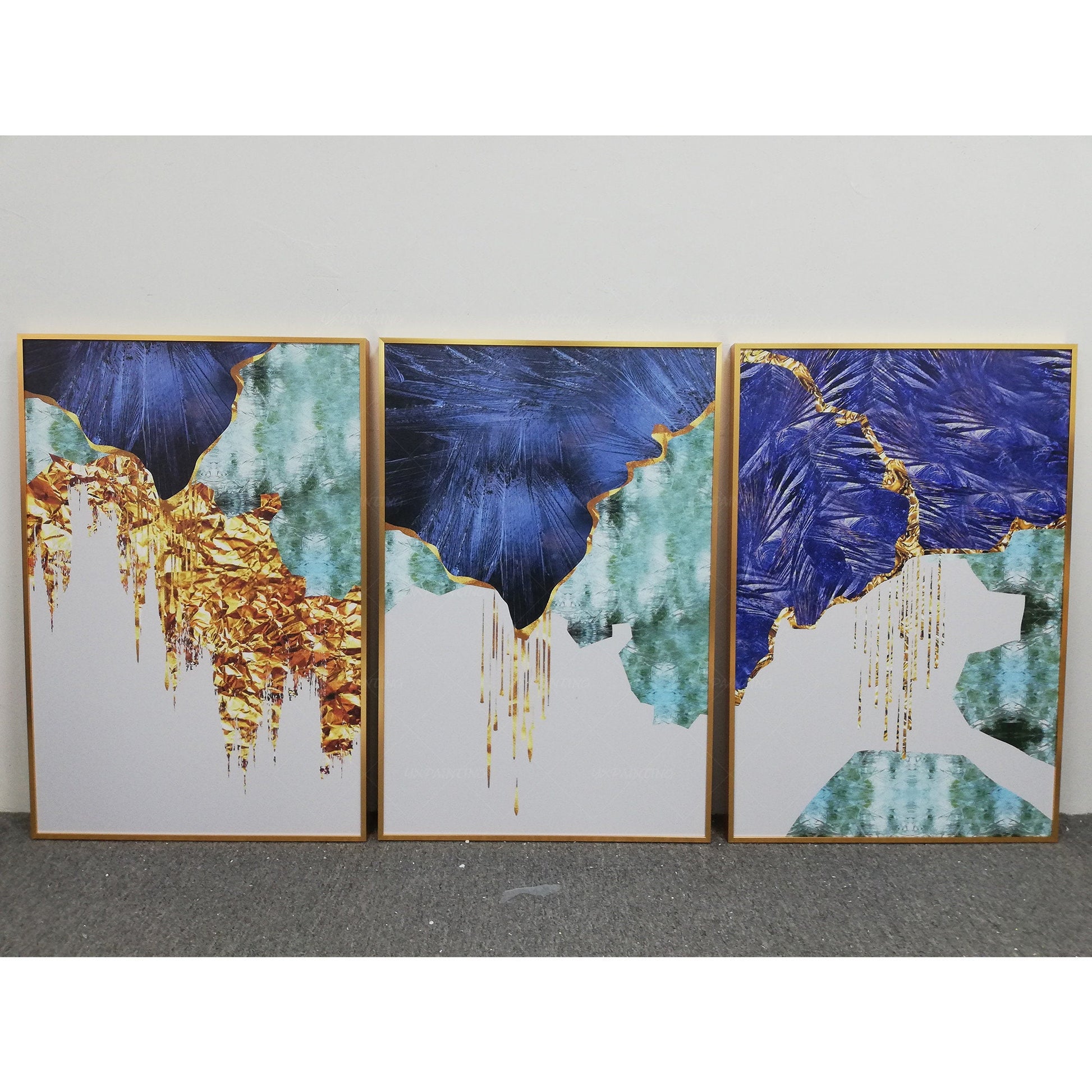 Afdrukbare muurkunst ingelijste muurkunst set van 3 afdrukken geometrische goude #20