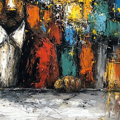 AFTER HOURS Abstract Dog Oil Painting | Colorful Modern Art | rolled canvas, ready for custom framing