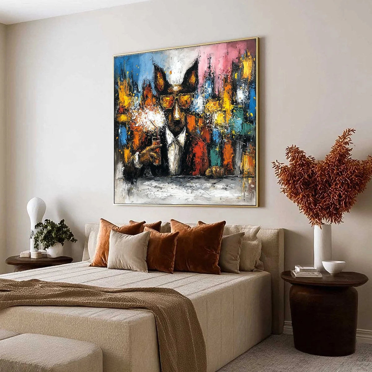 AFTER HOURS Abstract Dog Oil Painting | Colorful Modern Art | abstract mood, soft natural light studio shot