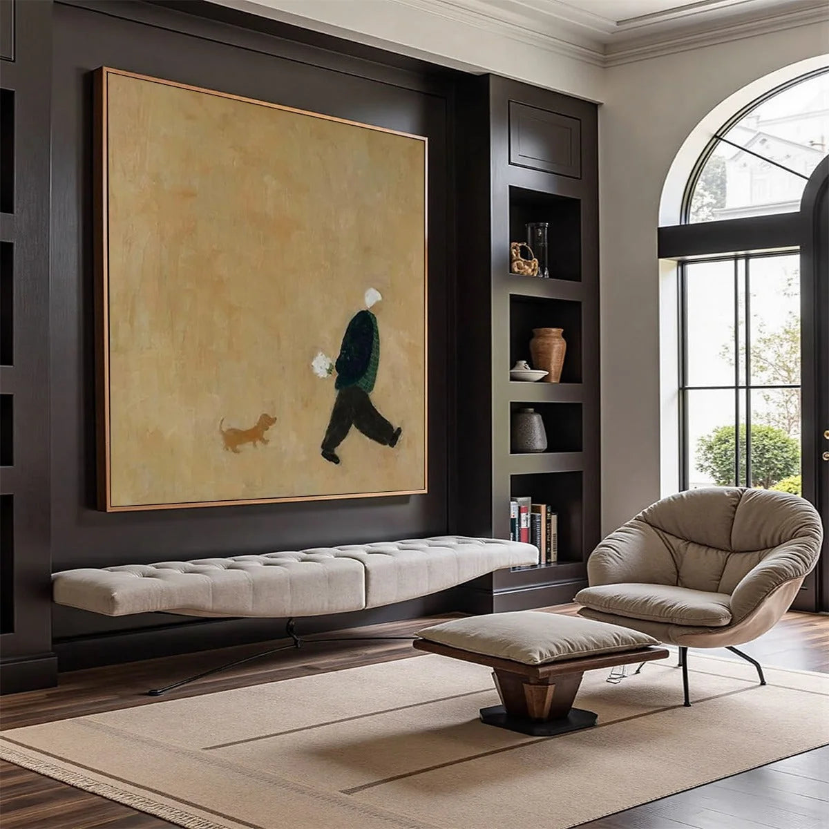 AFTERNOON STROLL: Minimalist Figurative Oil Painting | minimalist closeup, raised brushwork detail