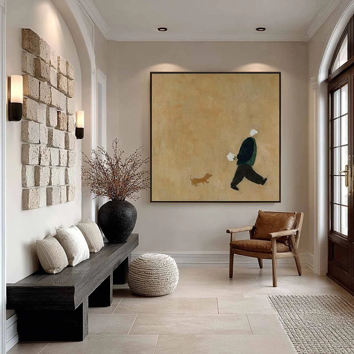 AFTERNOON STROLL: Minimalist Figurative Oil Painting | rolled canvas, ready for custom framing