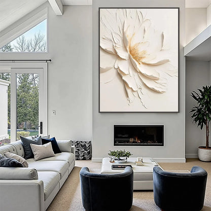 ALABASTER BLOOM: Textured Impasto Floral Oil Painting | impasto mood, soft natural light studio shot