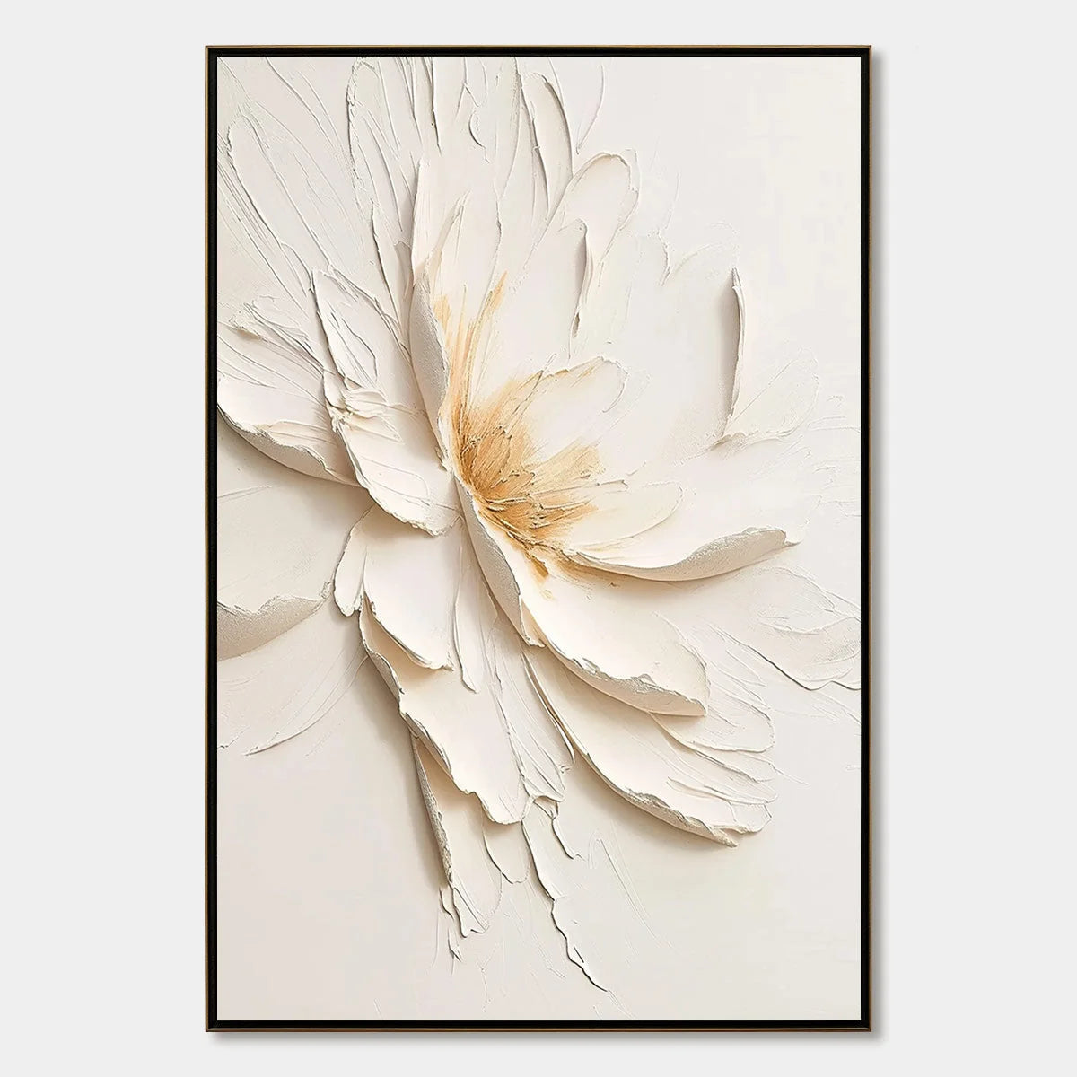 Alabaster Bloom impasto painting, hand-painted by UArtShow