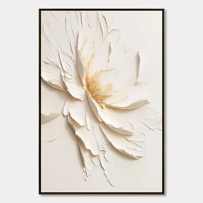 Alabaster Bloom impasto painting, hand-painted by UArtShow
