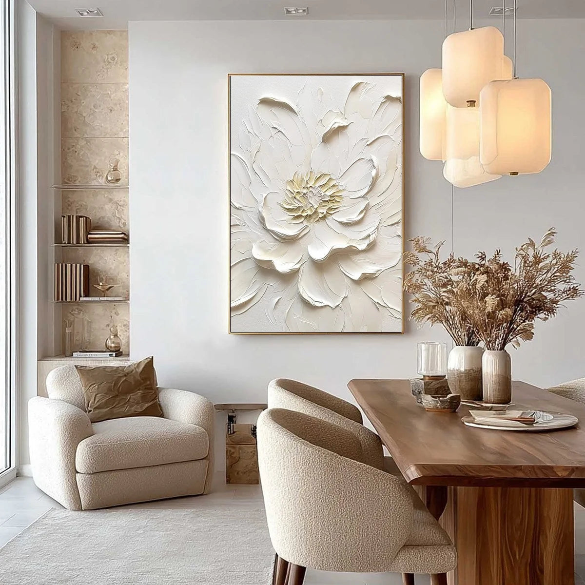 ALABASTER BLOOM: Textured Impasto Peony Flower Painting | impasto closeup, raised brushwork detail