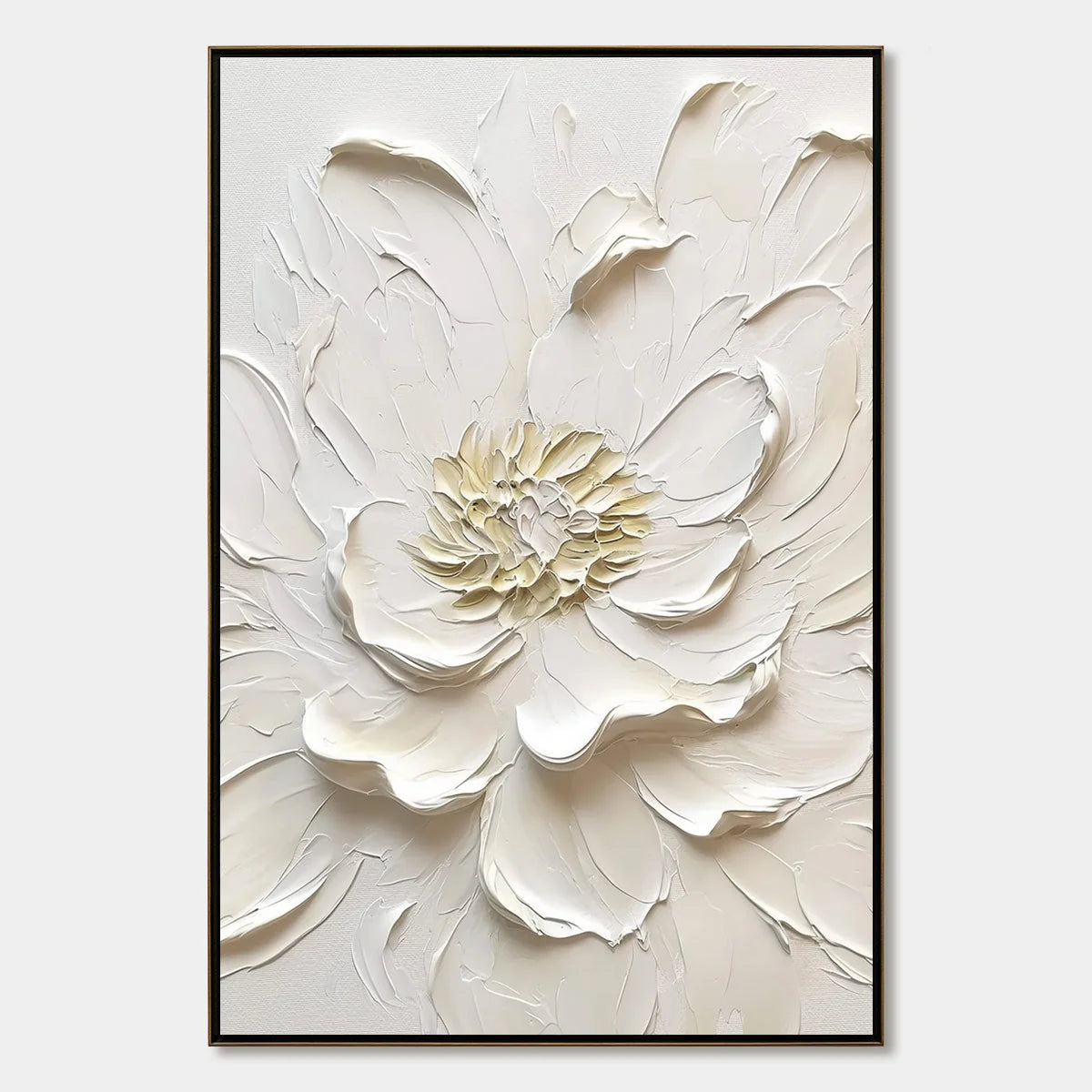 Alabaster Bloom impasto painting, hand-painted by UArtShow