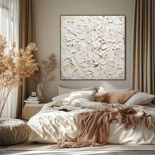 ALABASTER PETALS: Textured Wabi Sabi Abstract Impasto Painting