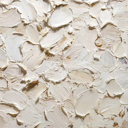 ALABASTER PETALS: Textured Wabi Sabi Abstract Impasto Painting | rectangular format, hand-painted canvas edge