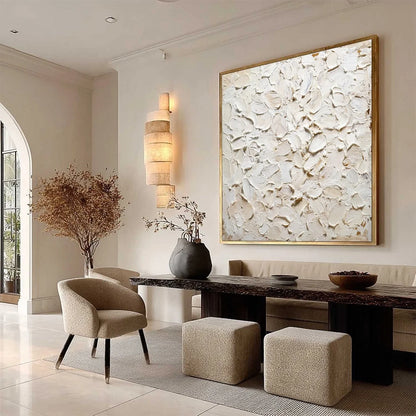 ALABASTER PETALS: Textured Wabi Sabi Abstract Impasto Painting | multi palette, original bedroom art