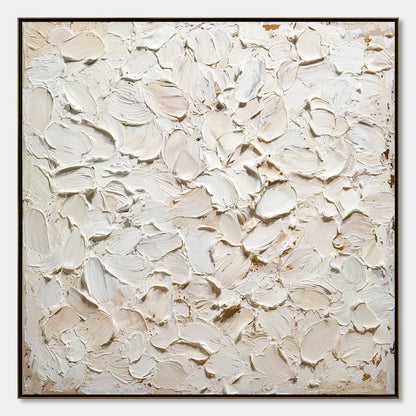 Alabaster Petals impasto painting, hand-painted by UArtShow
