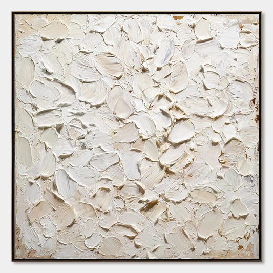 Alabaster Petals impasto painting, hand-painted by UArtShow