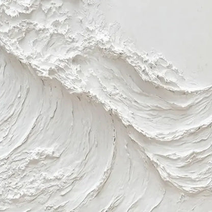 ALABASTER SWELL: Minimalist Textured Coastal Oil Painting | rectangular format, hand-painted canvas edge