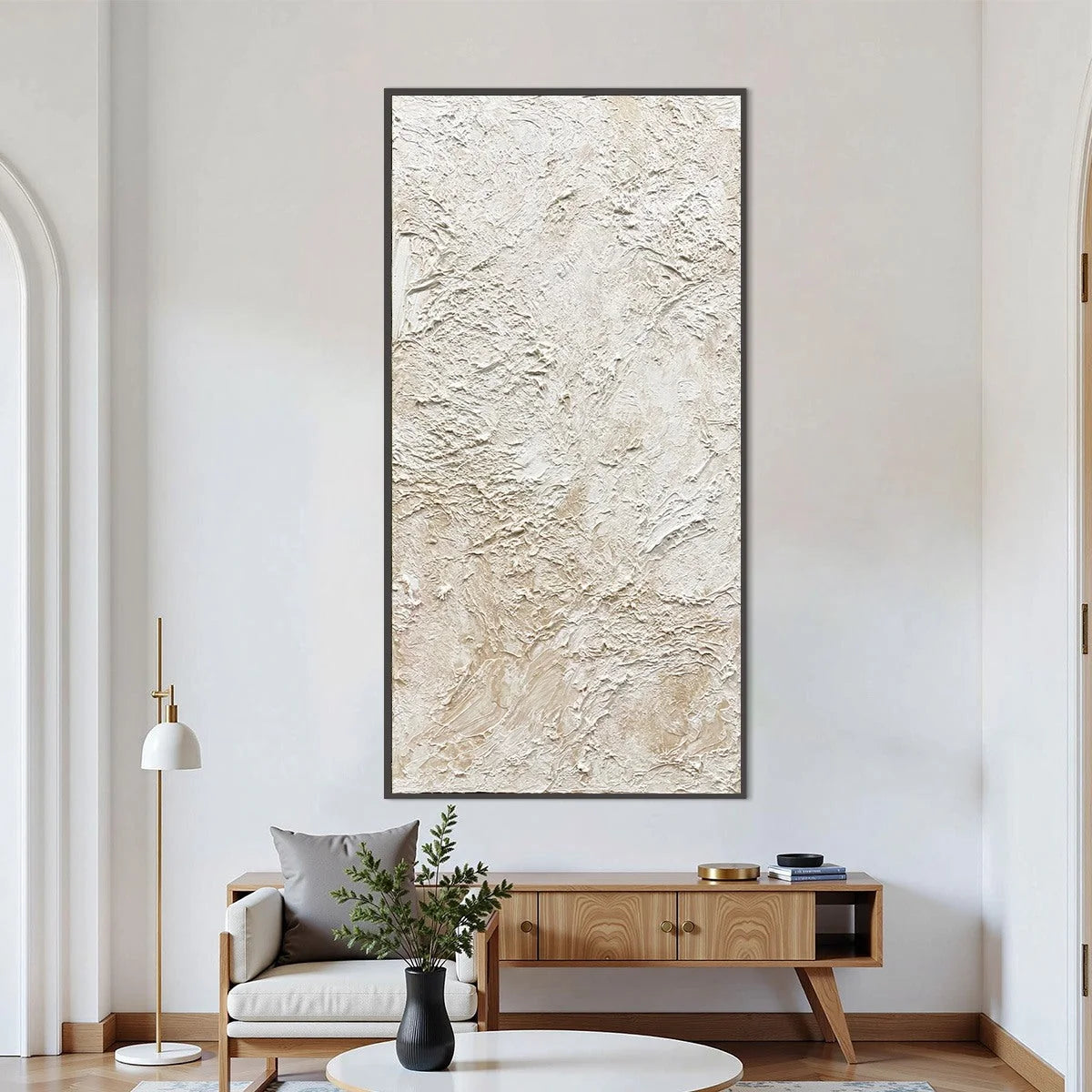 ALABASTER VEIL: Textured Wabi Sabi Minimalist Painting | wabi sabi minimalist closeup, raised brushwork detail