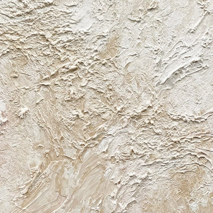 ALABASTER VEIL: Textured Wabi Sabi Minimalist Painting | rectangular format, hand-painted canvas edge