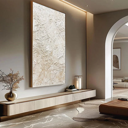 ALABASTER VEIL: Textured Wabi Sabi Minimalist Painting | beige palette, original bedroom art
