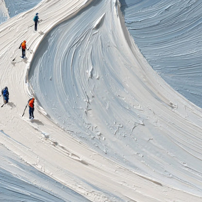 ALPINE ASCENT: Textured Impasto Skiing Mountainscape Painting | rolled canvas, ready for custom framing