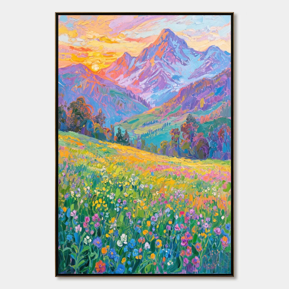 Alpine Bloom impasto painting, hand-painted by UArtShow
