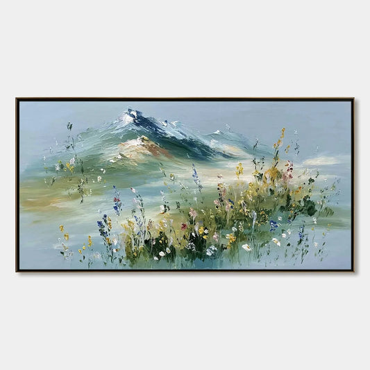 Alpine Bloom impasto painting, hand-painted by UArtShow