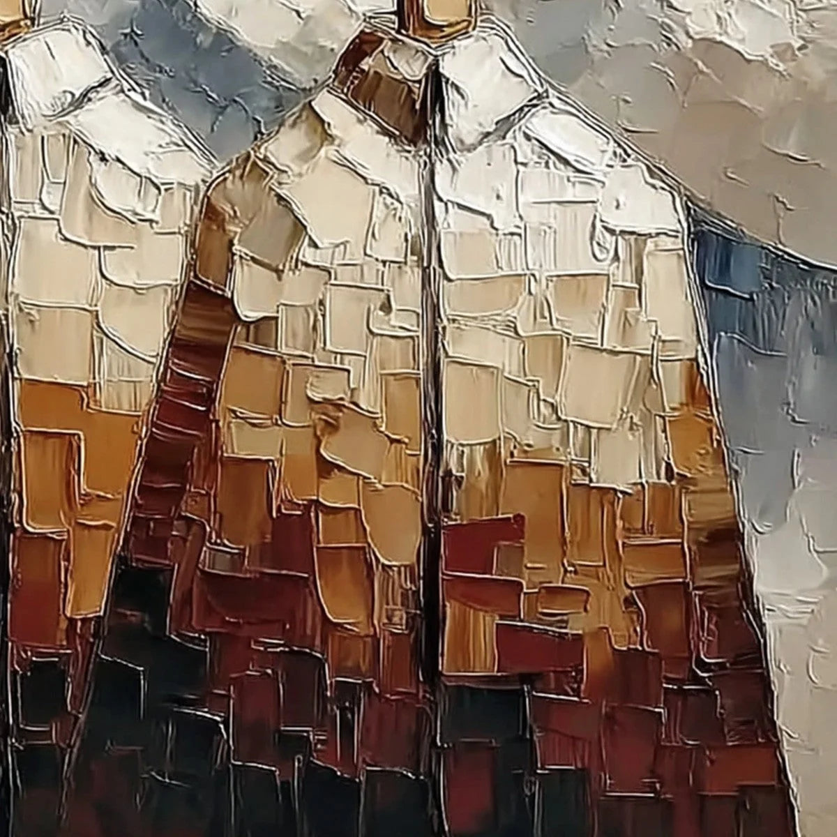 ALPINE COMPANIONS: Textured Impasto Painting of Two Figures in the Mountains | rolled canvas, ready for custom framing